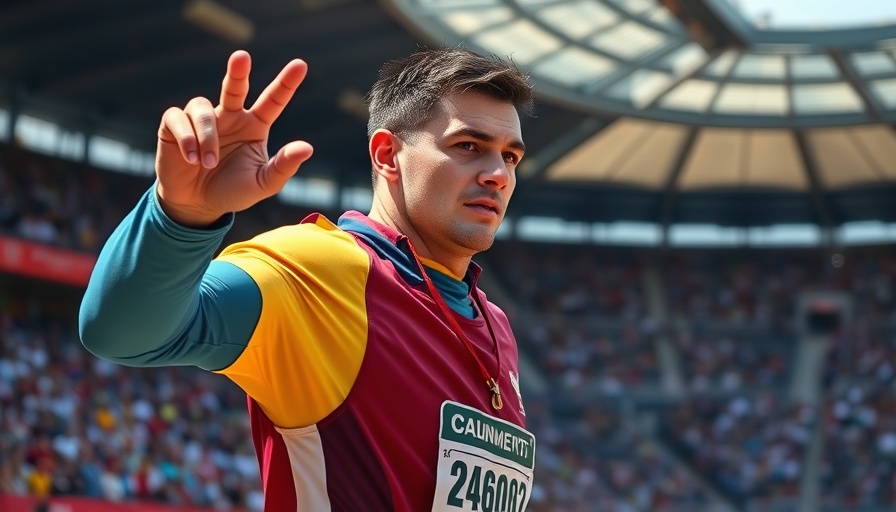Chase Jackson shot put athlete in action at a stadium.