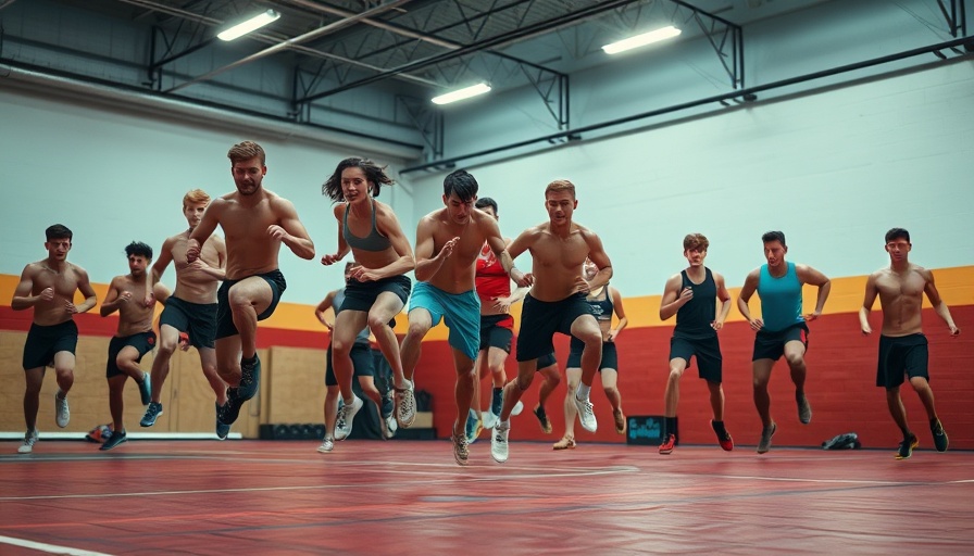 WrestleZagreb athletes jumping in training session.