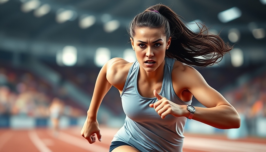 World's Fastest Woman depicted as a determined female athlete sprinting.