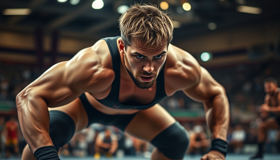 Focused wrestler demonstrating athlete resilience recovery.