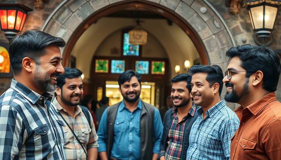 Men enjoying MICE experience in Qatar, historic setting.