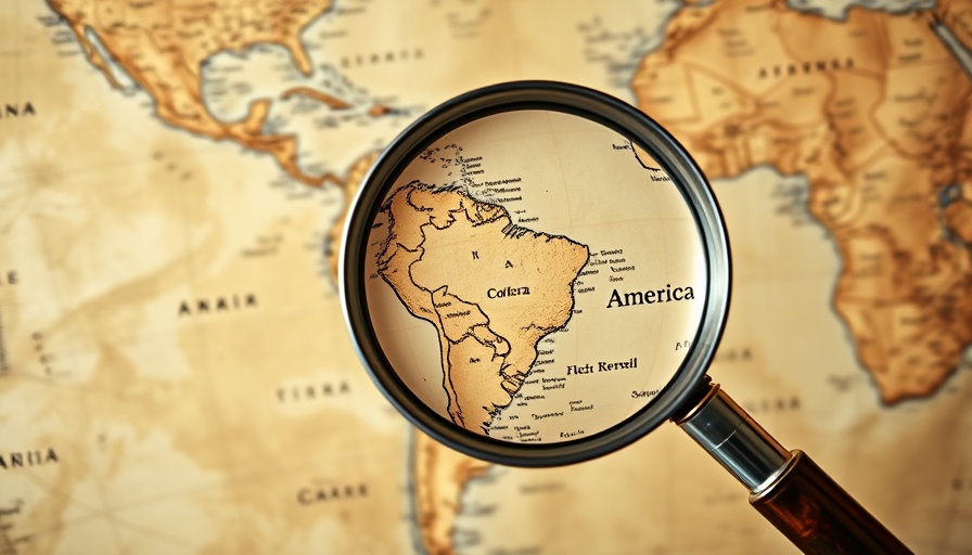 Vintage map with magnifying glass on Central America, highlighting offshore banking regions.