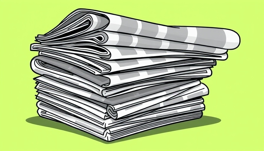 Cartoon stack of newspapers on green background