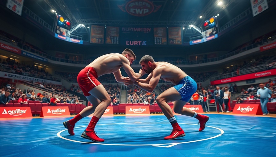 Emma Malmgren vs. Antim Antim wrestling match in progress at indoor arena.