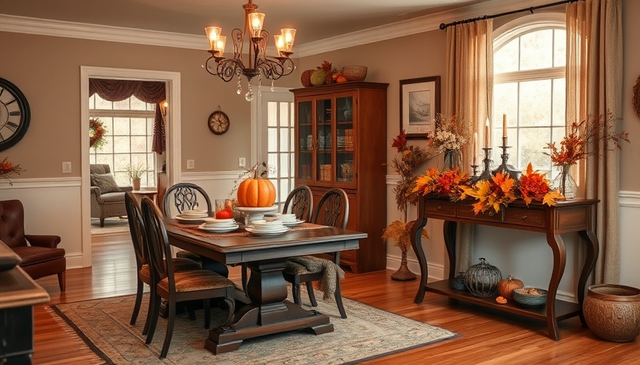 Simple fall decorating ideas in a dining room with fall accents.