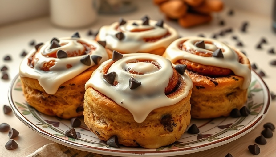 Peanut butter chocolate chip protein cinnamon rolls with icing.