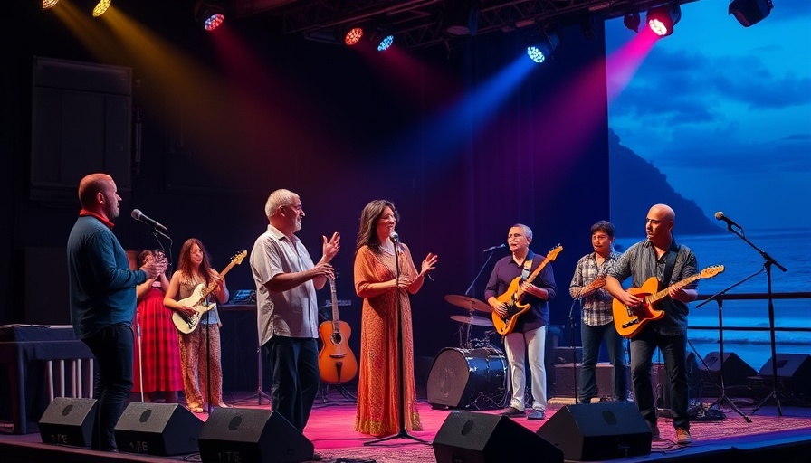 Diverse musicians performing in Qatar, highlighting confluence of cultures.