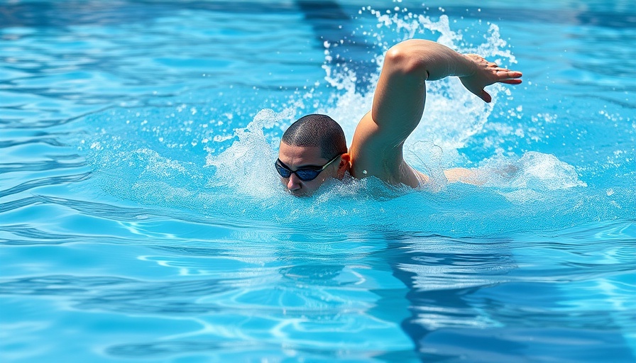 Professional swimmer leading with your elbow in swimming technique in a pool.