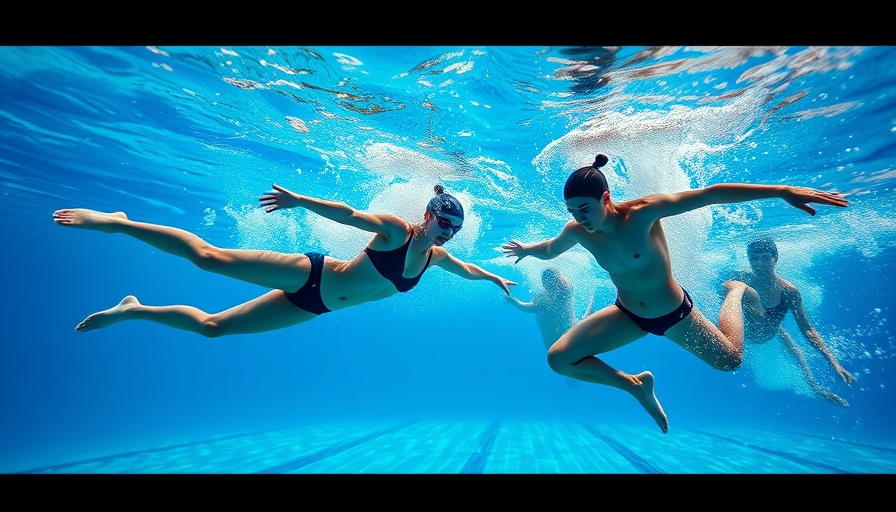Swimmers performing six-beat kick technique underwater.