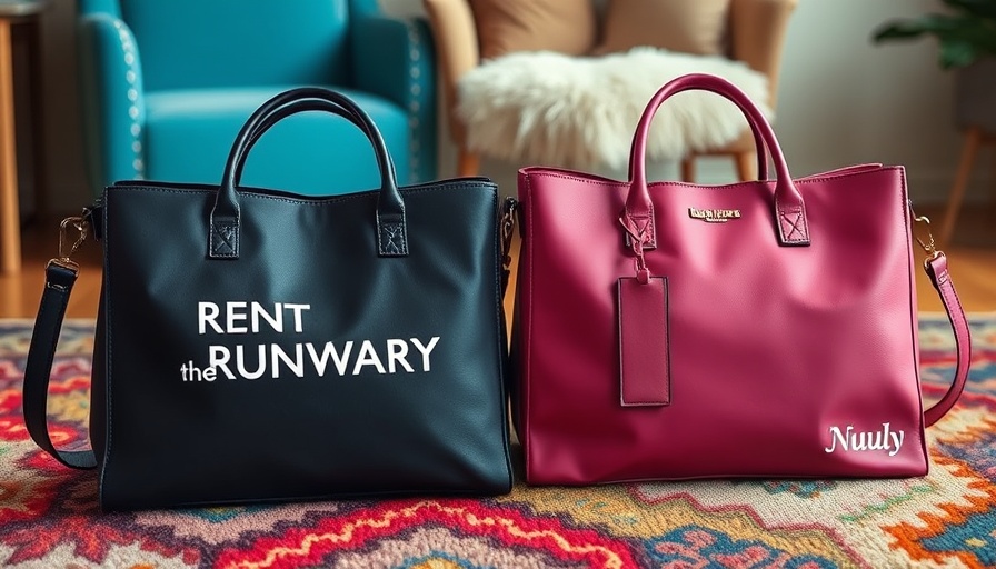 Rent the Runway vs Nuuly bags side by side on a rug.