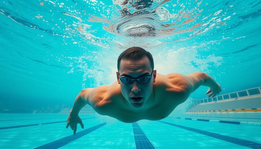 Underwater swimmer with higher hips in the water, in a pool setting.