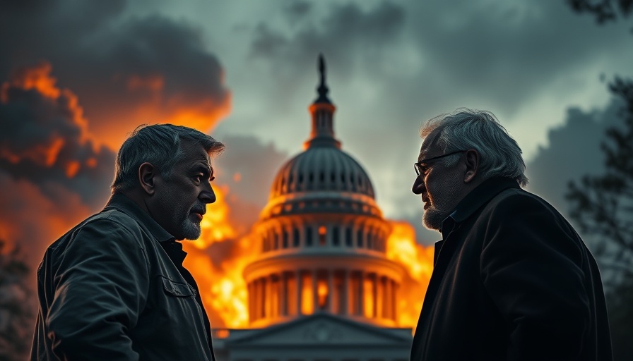 Surveillance State and Digital Privacy discussion in front of burning Capitol backdrop.