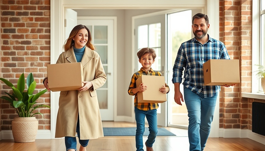 Family moving in with boxes, relocation to a new home