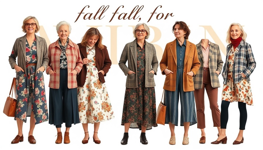 Chic fall fashion over 60 with floral dresses, jackets, and shoes.