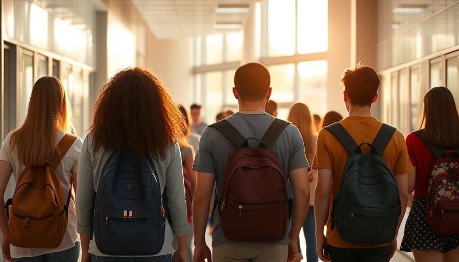 Students in a sunlit school hallway, depicting a supportive environment.