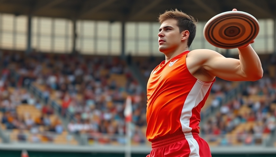 World Champs Men's Decathlon athlete in action at discus event