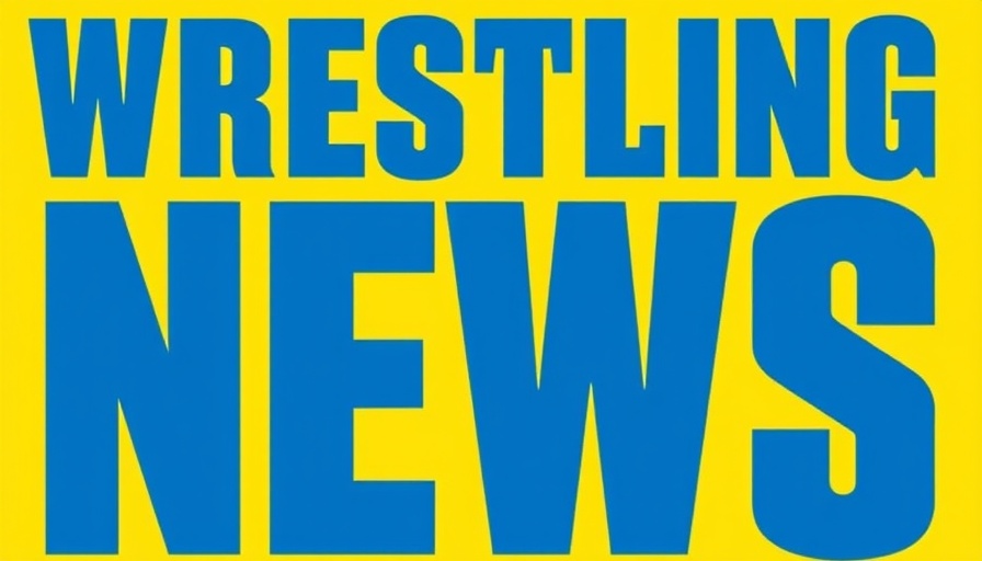 Bold blue 'Wrestling News' logo on yellow background.