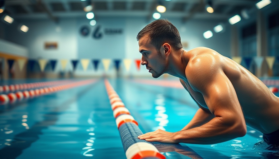 Swimmer at NCAA meet preparing for race