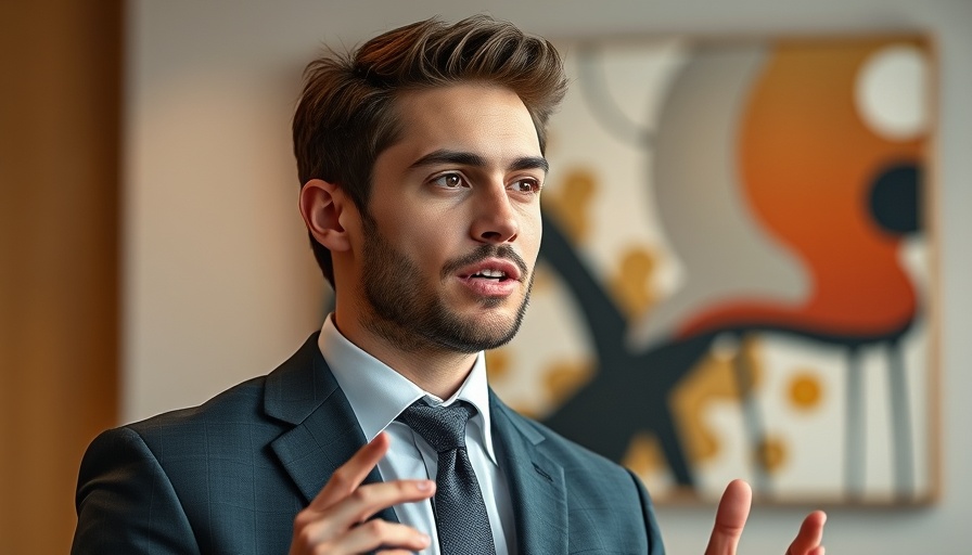 Young man discussing citizenship by investment, professional setting.