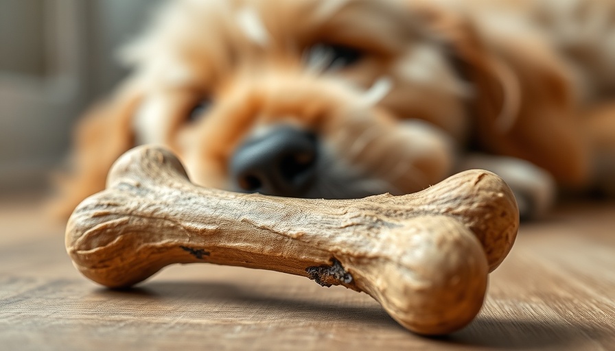 Dog bone focus with blurred dog, considering safety of dog bones.