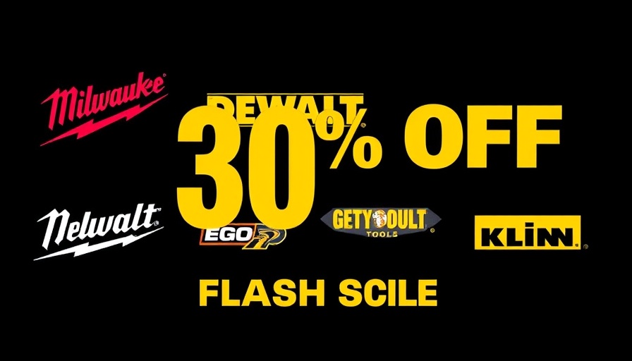 Promo for best affordable DIY toolkits Asheville NC, flash sale with brand logos.