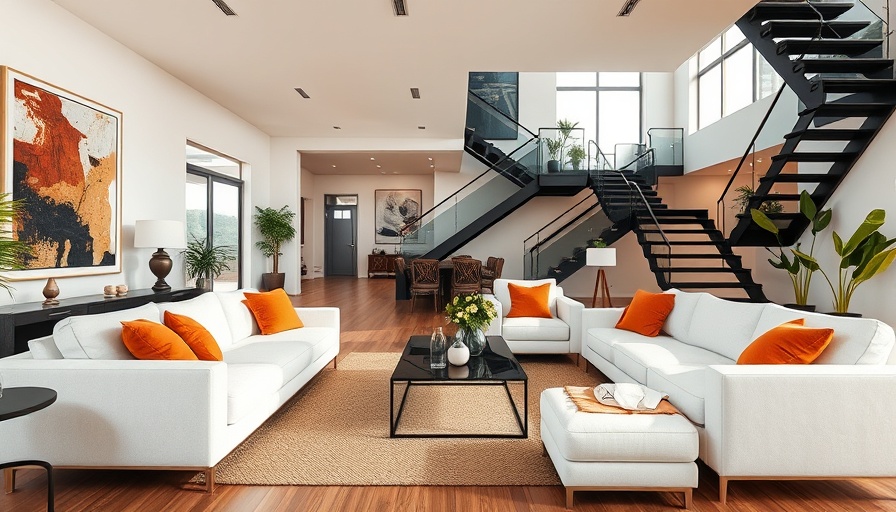 Elegant home decor ideas in modern living and dining rooms with plush sofas and abstract art.