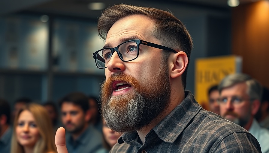 Man discusses improv's impact on ADHD, book cover behind.
