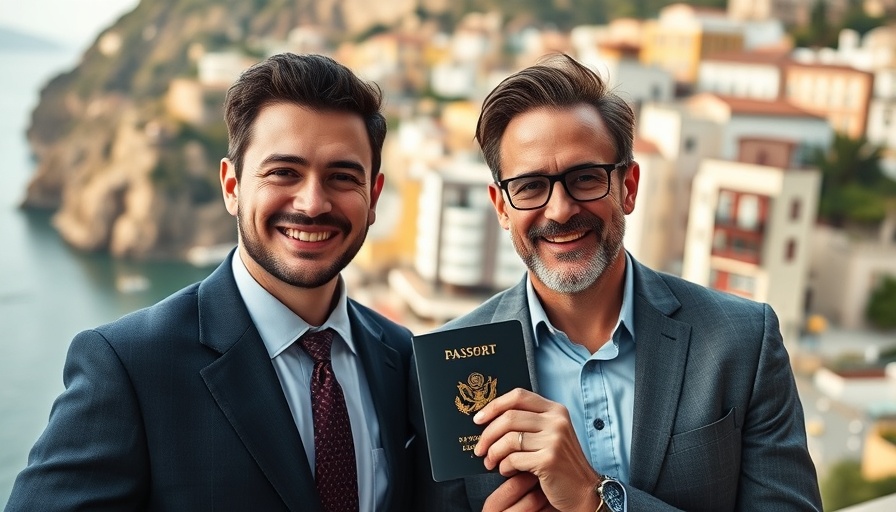 Dual citizenship for Americans concept with scenic coastal backdrop.