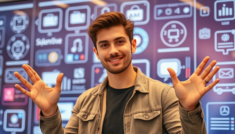 Young man presenting New Features in Home Assistant 2025.10 with tech icons.