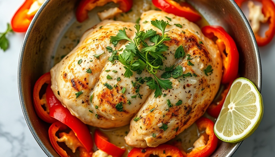 One-Pan Coconut Lime Chicken Recipe on marble countertop.
