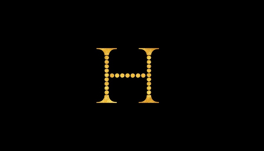 Elegant HR logo in gold and black design on dark background.