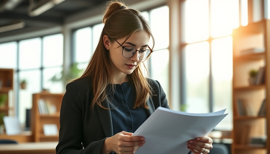 Young woman with high-functioning ADHD in office setting, concentrating.
