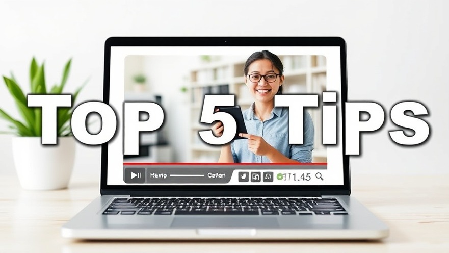 Smiling small business owner with product on laptop screen, showcasing video marketing tips.