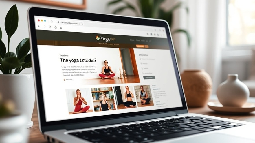 Yoga studio website on a laptop, showcasing colorful content to improve dwell time.