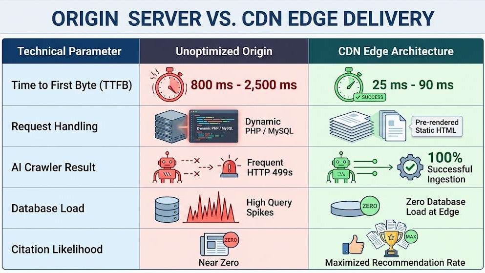 Origin Server vs CDN Edge Delivery