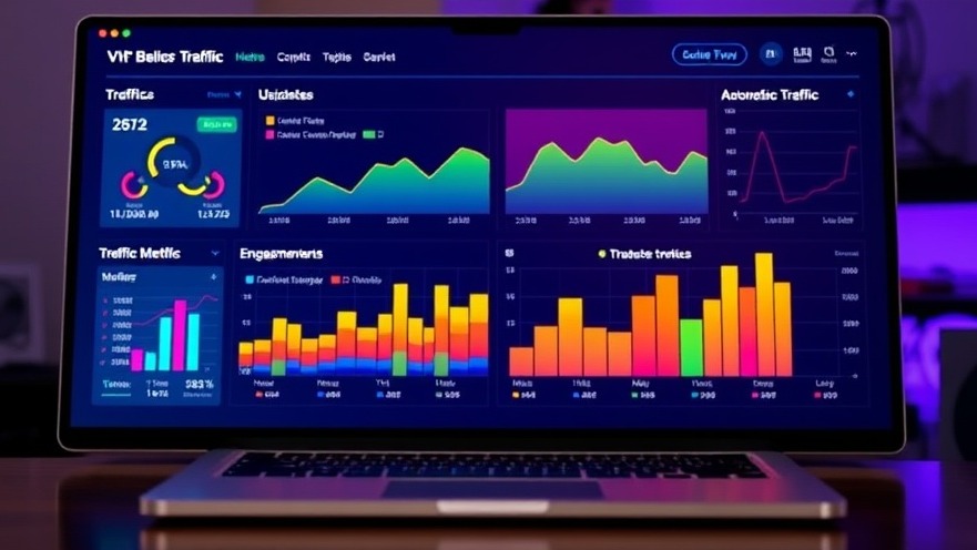 Vibrant digital dashboard showcasing rising website traffic and engagement metrics for content marketing.