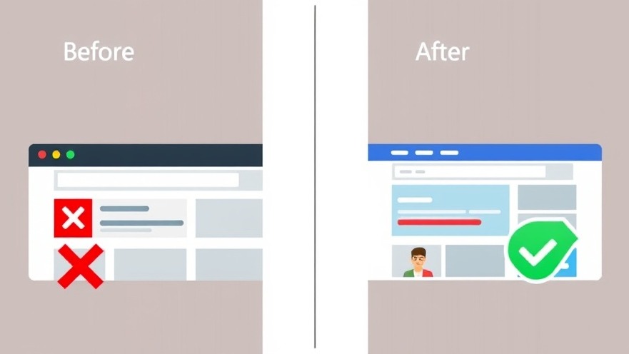 Before-and-after of website speed: slow-load with red X, fast site with green check.