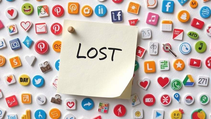 A post-it note amidst icons, symbolizing content marketing challenges.