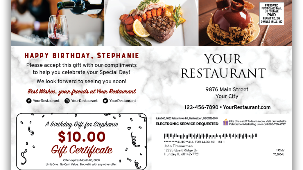 Birthday postcard to drive more business