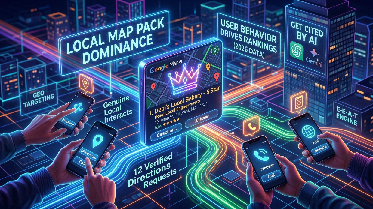 Local Map Pack Dominance by mapping genuine user interactions (like directions, calls, and clicks) directly to a local business result in the 2026 digital environment.