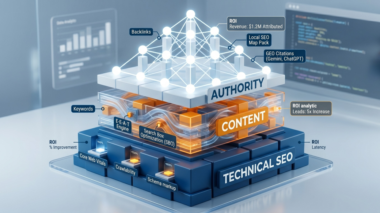 technical seo, content and authority