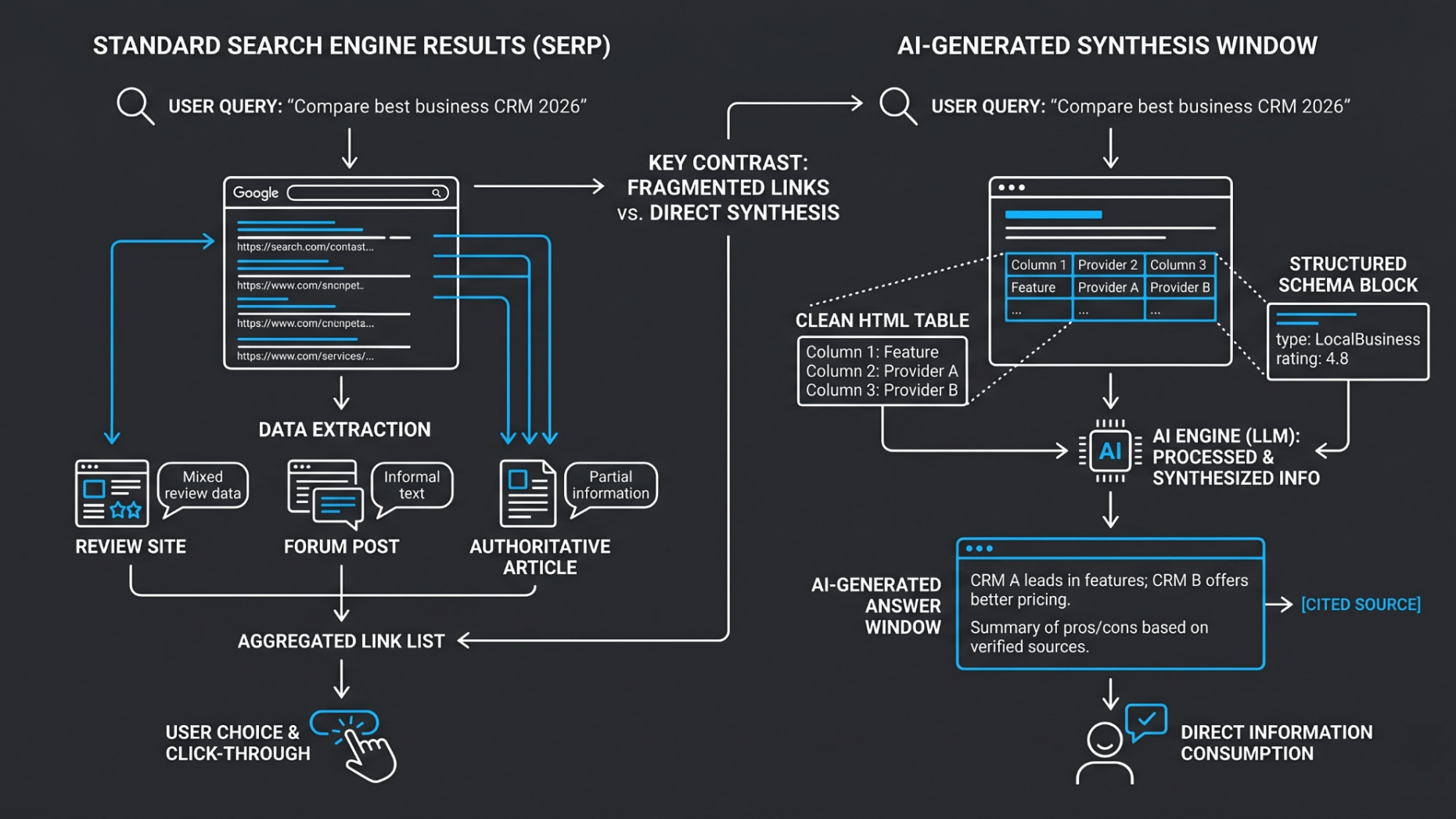 Standard search vs ai generated search