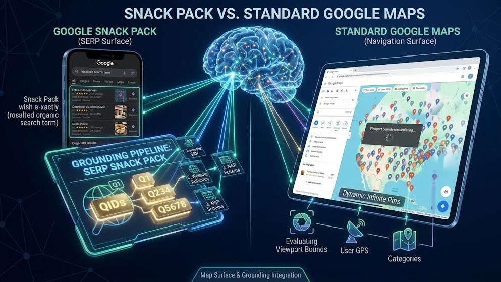 snack pack vs standard google maps