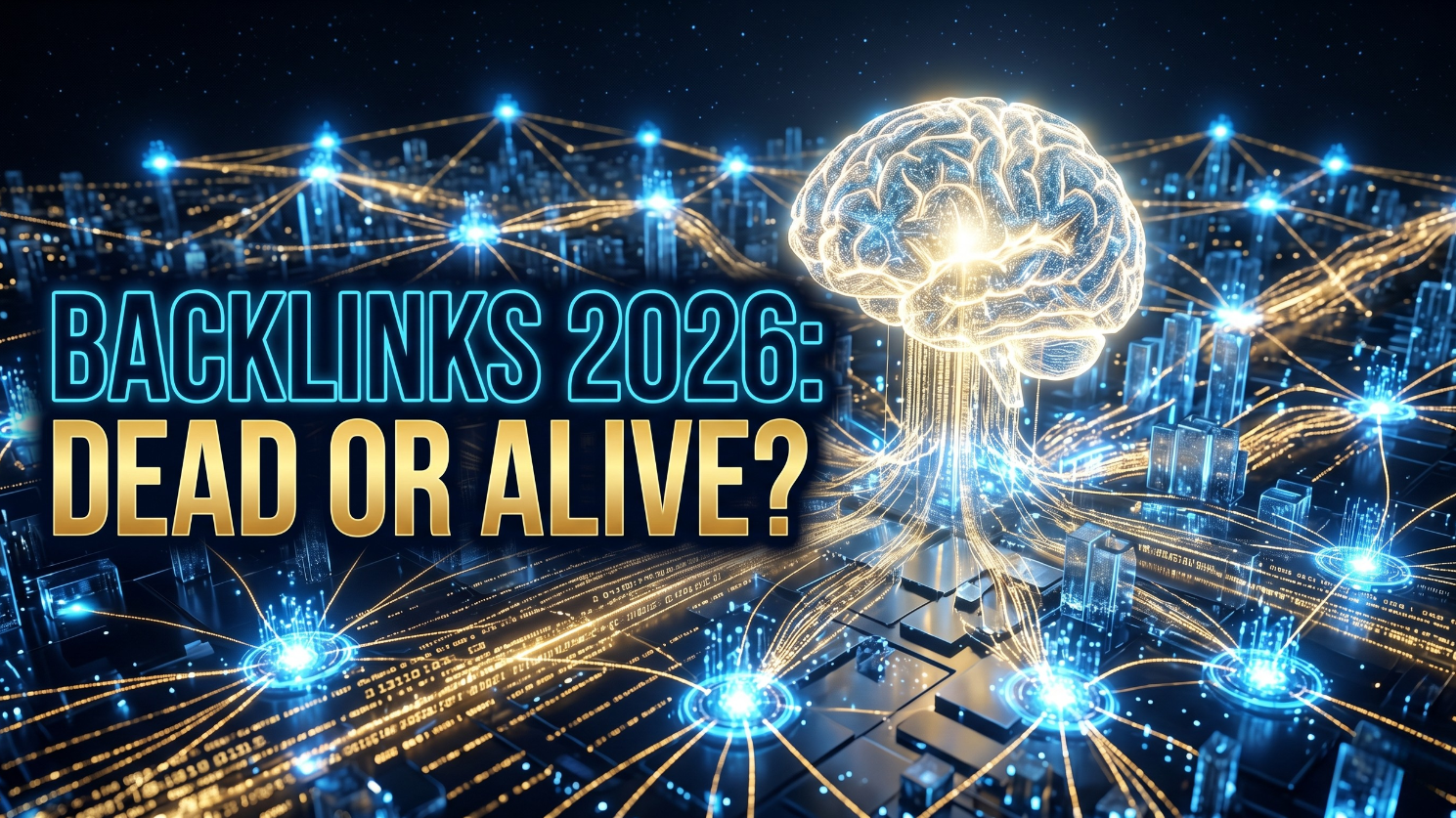 Futuristic AI network visualization showing digital marketing connectivity.