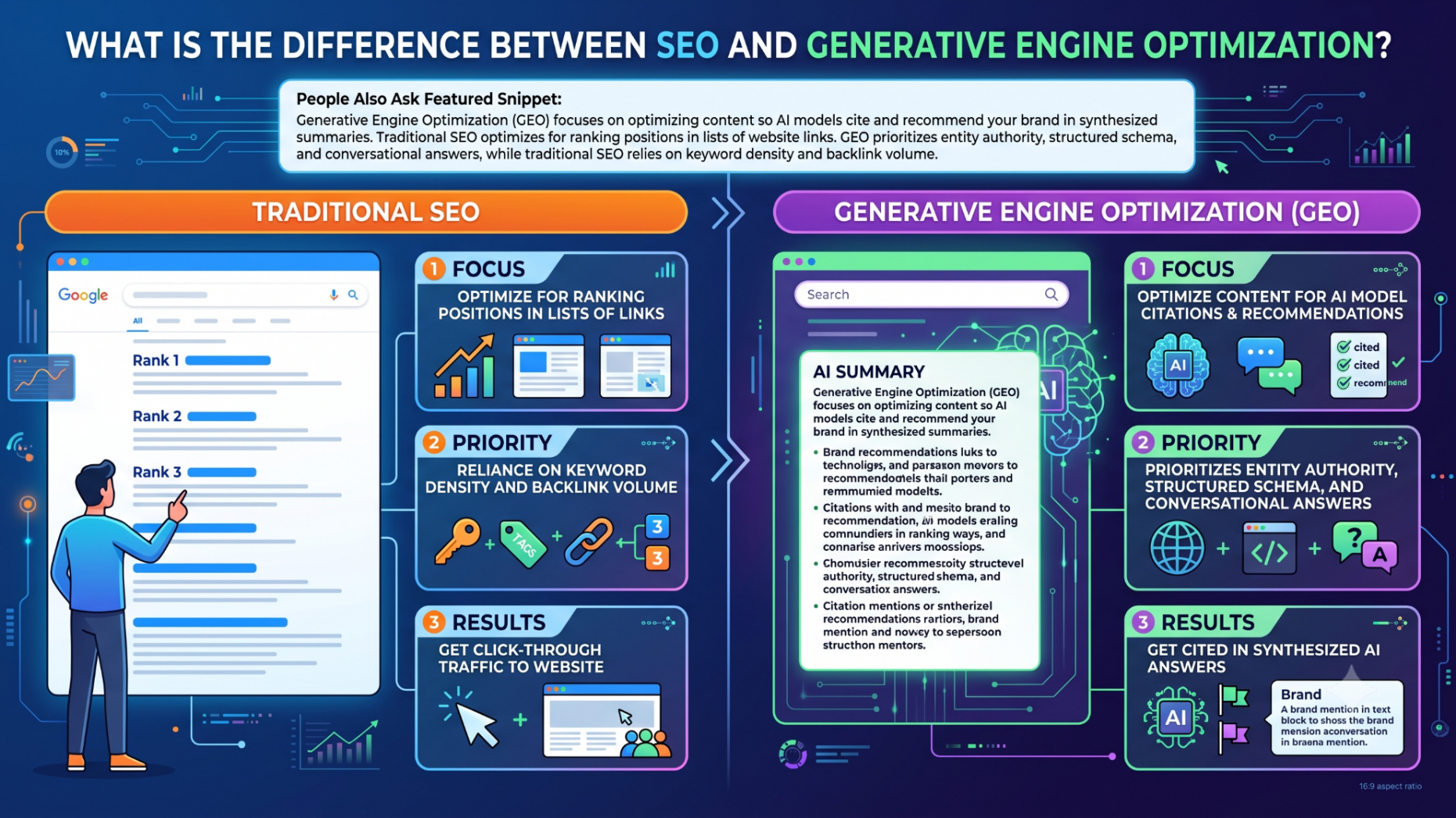 What is the difference between seo and geo