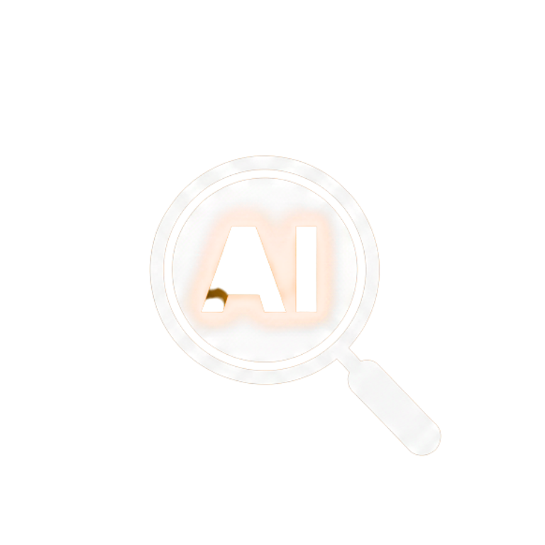 Magnifying glass highlighting the word 'AI' for enhanced visibility.