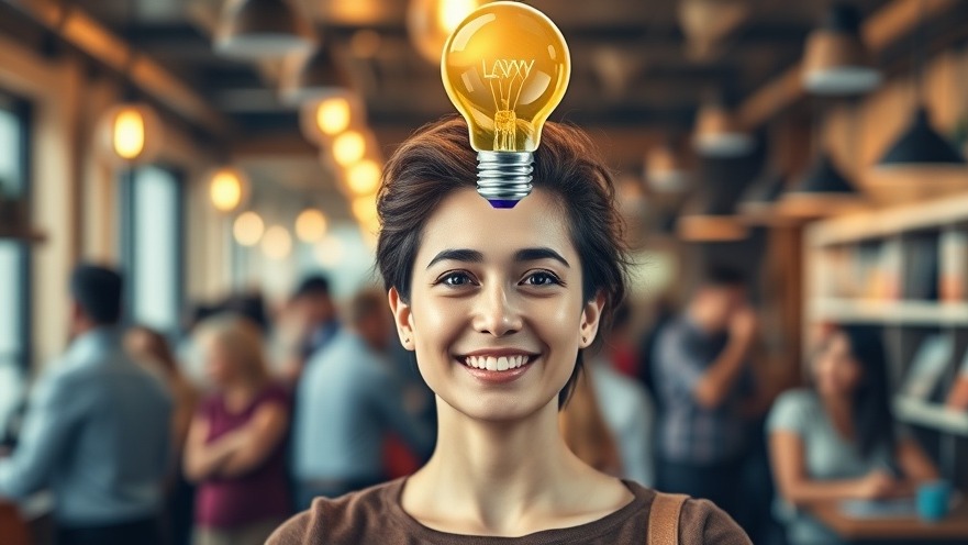 Empowered person with a glowing play button above, symbolizing a 'lightbulb moment' in business.