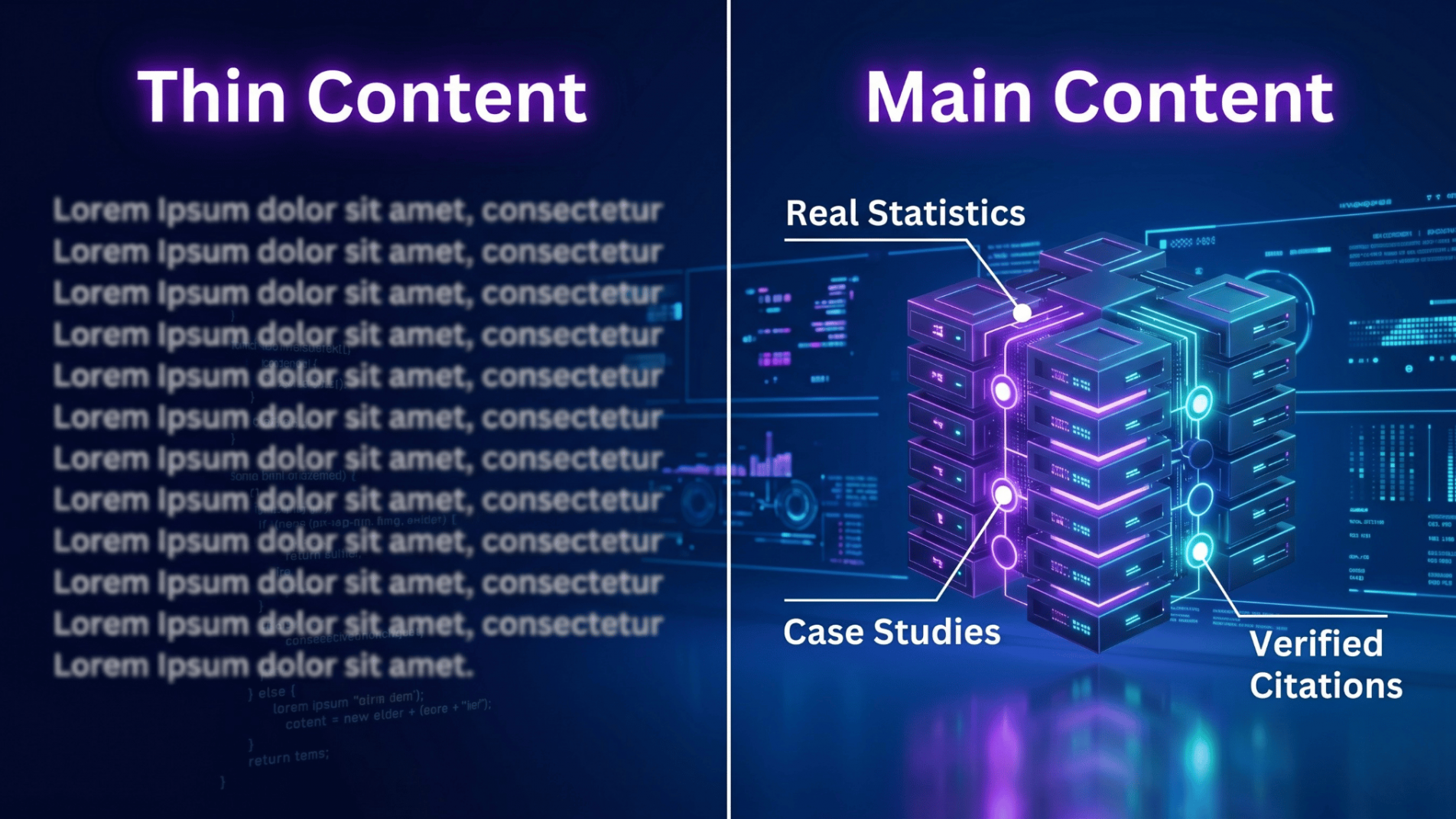 thin content vs real statistics case studies and verified citations