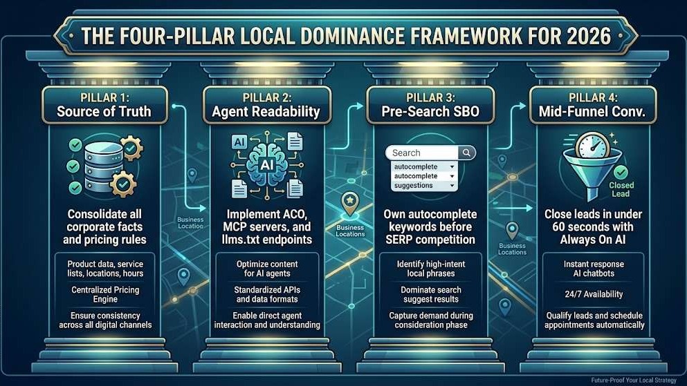 The four pillar local dominance framework for 2026