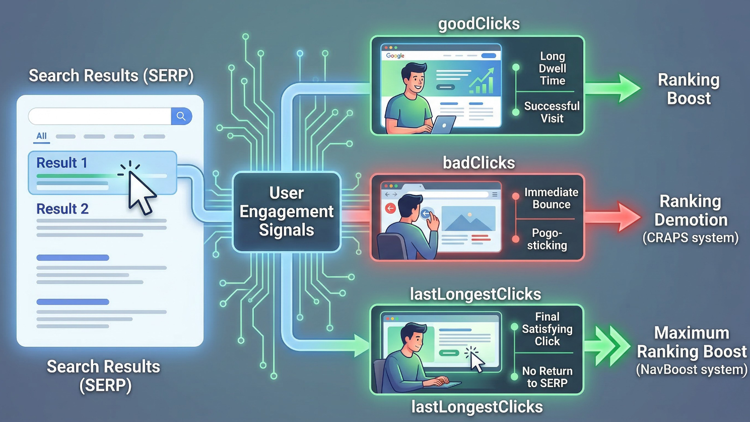 Types of Clicks that affect Serp results